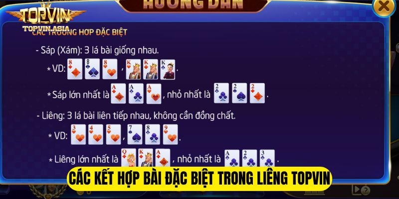 Các kết hợp bài đặc biệt trong liêng Topvin